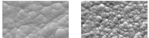 左圖為正常金面SEM圖,右圖為正常鎳面SEM圖 左圖為正常金面SEM圖,右圖為正常鎳面SEM圖