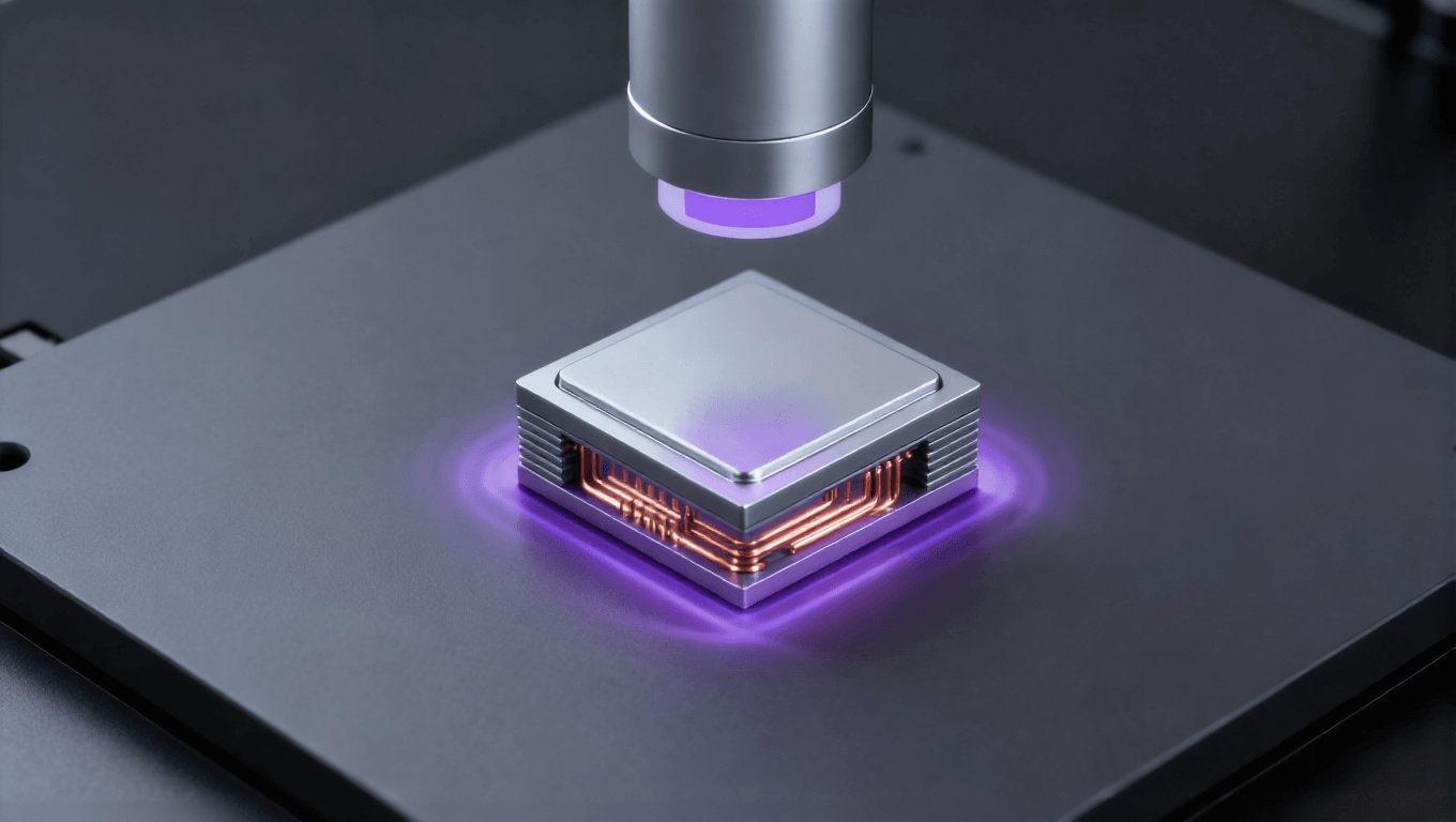 X 射線斷層掃描銀灰色芯片與探測頭.png