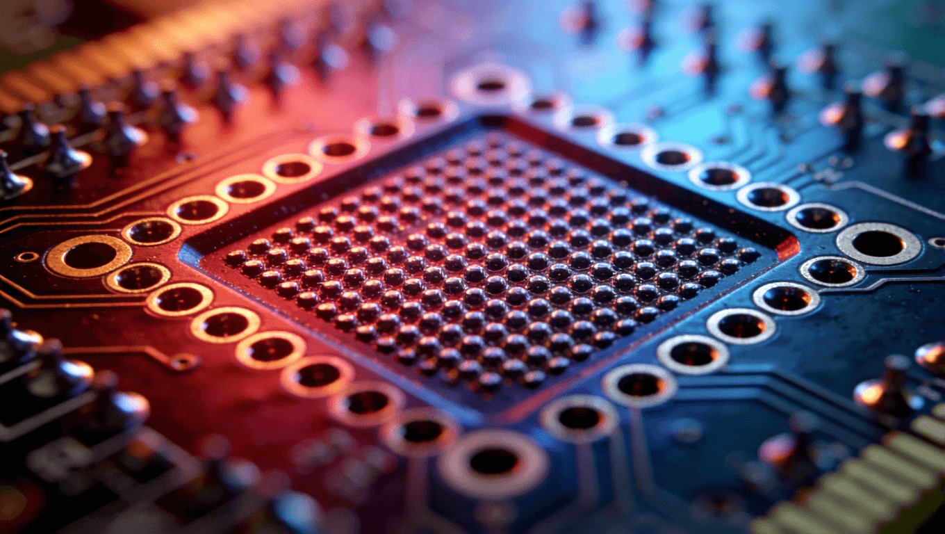 儲能PCB上非對稱布局的熱過孔陣列特寫,展示差異化散熱設(shè)計.png