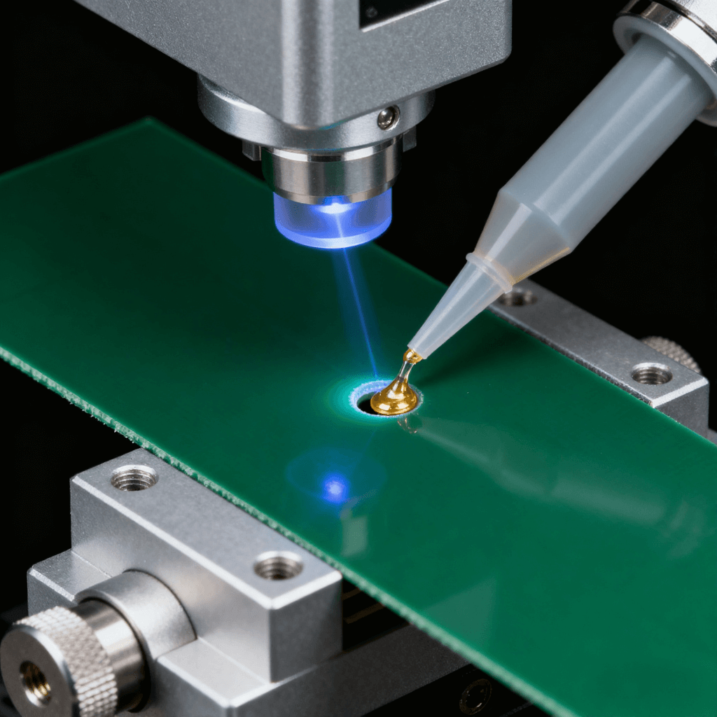 LTCC 激光打孔與通孔填充工藝特寫,30μm 微孔 + 觸變金漿實現高致密連接.png